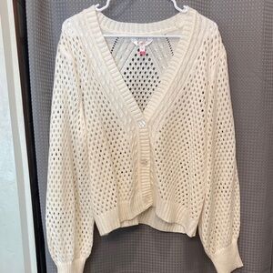 XXXL No Boundaries Cream Open-Knit Cardigan
